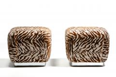 Karl Springer Karl Springer Style Souffl Poufs in New Cognac Ivory Tiger Velvet c 1980s - 4349604