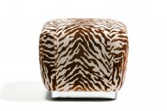 Karl Springer Karl Springer Style Souffl Poufs in New Cognac Ivory Tiger Velvet c 1980s - 4349606