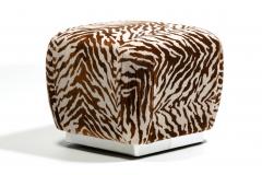 Karl Springer Karl Springer Style Souffl Poufs in New Cognac Ivory Tiger Velvet c 1980s - 4349607