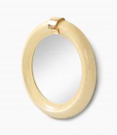 Karl Springer Karl Springer Style Tesselated Bone And Bronze Round Wall Mirror - 4505124