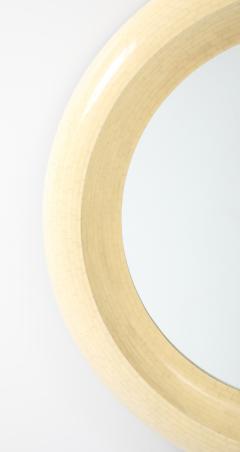 Karl Springer Karl Springer Style Tesselated Bone And Bronze Round Wall Mirror - 4505125