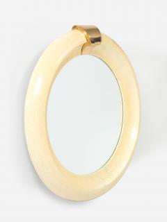 Karl Springer Karl Springer Style Tesselated Bone And Bronze Round Wall Mirror - 4505128