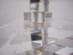 Karl Springer Karl Springer Style Triangular Stacked Lucite Lamps Mid Century Modern - 1862538