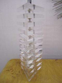 Karl Springer Karl Springer Style Triangular Stacked Lucite Lamps Mid Century Modern - 1862539