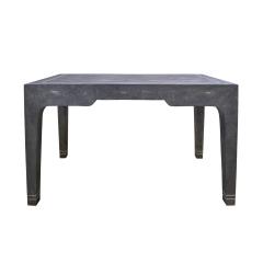 Karl Springer Karl Springer Superb Desk in Blue Shagreen with Bone Inlays 1980s Signed  - 4134862