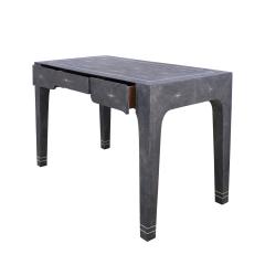 Karl Springer Karl Springer Superb Desk in Blue Shagreen with Bone Inlays 1980s Signed  - 4134865
