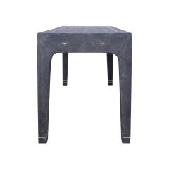 Karl Springer Karl Springer Superb Desk in Blue Shagreen with Bone Inlays 1980s Signed  - 4134870