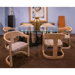 Karl Springer Karl Springer Superb Set of 6 Onassis Chairs in Lacquered Goatskin 1980s - 4298492