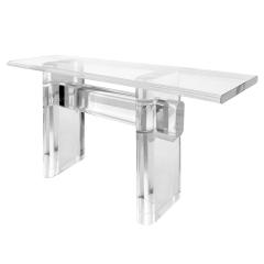 Karl Springer Karl Springer Trestle Style Console Table in Lucite 1980s Signed  - 1849631