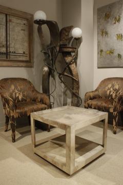 Karl Springer Karl Springer Triangular Leg Coffee End Table in Goat Skin 1970s - 1068586