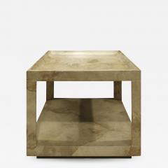 Karl Springer Karl Springer Triangular Leg Coffee End Table in Goat Skin 1970s - 1069061