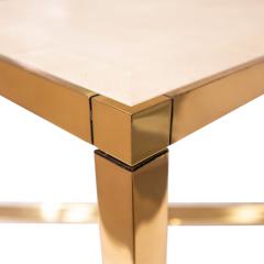 Karl Springer Karl Springer Triangular Leg Metal End Table with Shagreen Top 1980s Signed  - 3410869