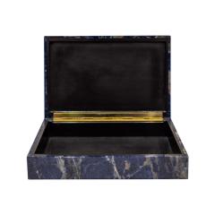 Karl Springer Karl Springer Unique Hinged Box in Polished Sodalite Stone 1980s Signed  - 3103610