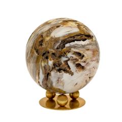 Karl Springer Karl Springer Unique Large Polished Petrified Wood Orb on Custom Base 1980s - 3105767