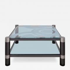Karl Springer Karl Springer Unique Round Leg Coffee Table with Artisan Glass Top 1980s Signed - 4217410