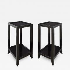 Karl Springer LTD Karl Springer Pair Of Telephone Tables In Lacquered Black Cobra 1990s Signed  - 1509812