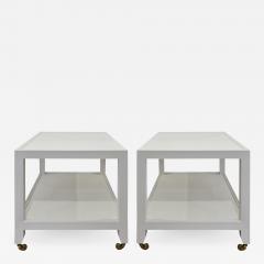 Karl Springer LTD Karl Springer Pair of End Tables in Lacquered Linen ca 2000 Signed  - 1974994