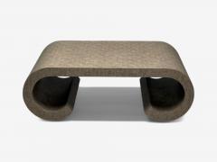 Karl Springer LTD Karl Springer Style Mid Century Modern Grey Faux Shagreen Coffee Table 1980s - 3989443