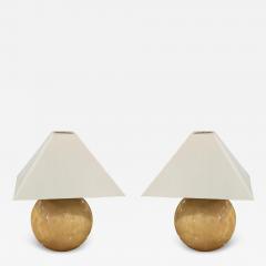 Karl Springer LTD Pair of Karl Springer Ltd Modern Pearl Grey Goatskin Sphere Table Lamps - 4307274