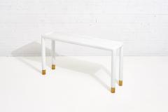 Karl Springer Lacquered Grasscloth and Brass Console Table 1970 s - 1958563