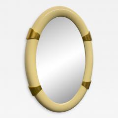 Karl Springer Lacquered Oval Mirror with Gold Leaf Accents - 1333606