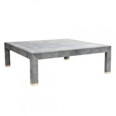 Karl Springer Large Blue Shagreen Cocktail Table Bone Inlay Style of Karl Springer 1985 - 4529792