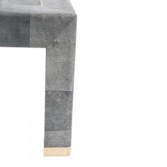 Karl Springer Large Blue Shagreen Cocktail Table Bone Inlay Style of Karl Springer 1985 - 4529797