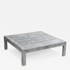 Karl Springer Large Blue Shagreen Cocktail Table Bone Inlay Style of Karl Springer 1985 - 4532033