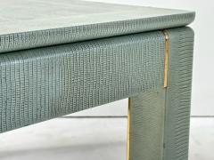 Karl Springer Lizard Skin Side End Table with Brass Trim 1970 - 4315845