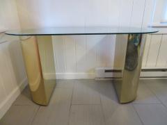 Karl Springer Lovely Brass Half Cylinder Console Table Mid Century modern Karl Springer style - 1033547
