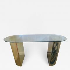Karl Springer Lovely Brass Half Cylinder Console Table Mid Century modern Karl Springer style - 1139842