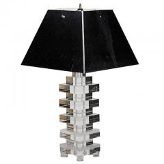 Karl Springer Lucite Table Lamp With Chrome Metal Shade Karl Springer - 74381