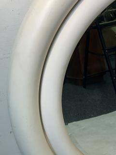 Karl Springer MATTE WHITE ENAMELED PUFFY DOUBLE EDGE ROUND MIRROR BY KARL SPRINGER - 3165844