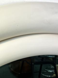 Karl Springer MATTE WHITE ENAMELED PUFFY DOUBLE EDGE ROUND MIRROR BY KARL SPRINGER - 3165845