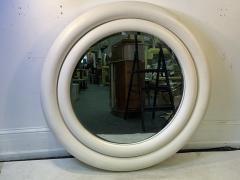 Karl Springer MATTE WHITE ENAMELED PUFFY DOUBLE EDGE ROUND MIRROR BY KARL SPRINGER - 3165853