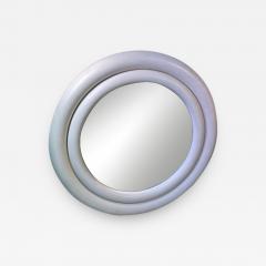 Karl Springer MATTE WHITE ENAMELED PUFFY DOUBLE EDGE ROUND MIRROR BY KARL SPRINGER - 3323452