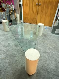 Karl Springer MODERN CYLINDER AND GLASS TRIANGULAR COFFEE TABLE IN THE MANNER OF KARL SPRINGER - 1701534