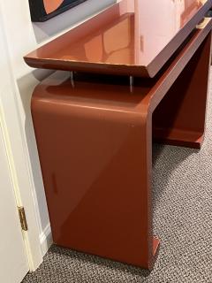 Karl Springer MODERN DEEP RED LACQUERED CONSOLE WITH CHROME ROD ACCENTS - 2811145