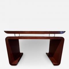 Karl Springer MODERN DEEP RED LACQUERED CONSOLE WITH CHROME ROD ACCENTS - 2828536