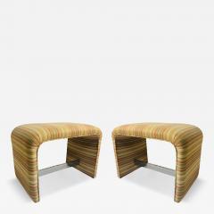 Karl Springer MODERN FABRIC CHROME STRETCHER WATERFALL BENCHES MANNER OF KARL SPRINGER - 4739182