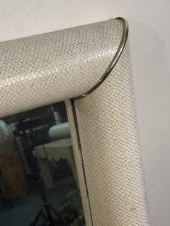 Karl Springer MODERN FAUX SNAKESKIN AND BRASS MIRROR IN THE MANNER OF KARL SPRINGER - 4156658