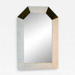 Karl Springer MODERN GRASSCLOTH AND BRASS MIRROR - 2833079