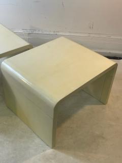 Karl Springer MODERN PAIR OF GOATSKIN WATERFALL TABLES - 2344448