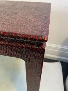 Karl Springer MODERN RED LACQUER WOVEN DESIGN CONSOLE IN THE MANNER OF KARL SPRINGER - 1804621