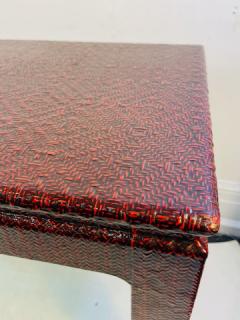 Karl Springer MODERN RED LACQUER WOVEN DESIGN CONSOLE IN THE MANNER OF KARL SPRINGER - 1804622