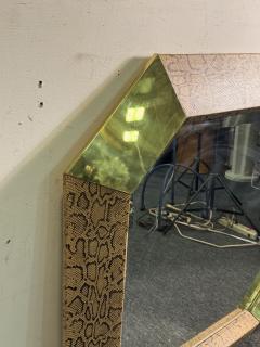 Karl Springer MODERN SNAKESKIN AND BRASS LOZENGE SHAPED MIRROR - 4317993