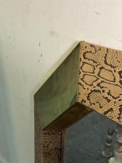 Karl Springer MODERN SNAKESKIN AND BRASS LOZENGE SHAPED MIRROR - 4317998
