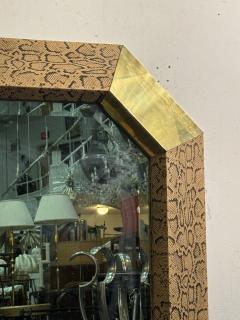 Karl Springer MODERN SNAKESKIN AND BRASS LOZENGE SHAPED MIRROR - 4317999