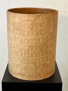 Karl Springer MODERN TAN ALLIGATOR PATTERN LEATHER WASTE BASKET IN THE MANNER OF KARL SPRINGER - 2942979