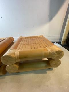 Karl Springer MODERNIST BAMBOO PAIR OF OTTOMANS - 2492620
